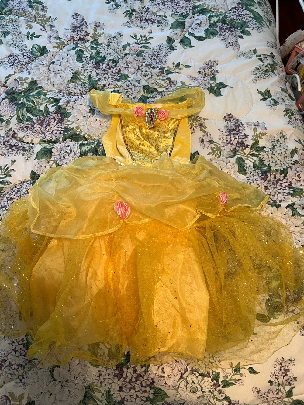 Disney Princess Belle Costume Beauty The Beast Dress Child Size 4/6x Yellow